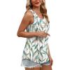 imageOFEEFAN Tank Top for Women Summer Outfits Sleeveless Blouses Dressy Casual Loose Fit Shirts Scooped Neck Pleated Front4floral Leaf
