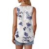 imageOFEEFAN Tank Top for Women Summer Outfits Sleeveless Blouses Dressy Casual Loose Fit Shirts Scooped Neck Pleated Front4floral Navy