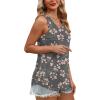 imageOFEEFAN Tank Top for Women Summer Outfits Sleeveless Blouses Dressy Casual Loose Fit Shirts Scooped Neck Pleated Front4floral Pink