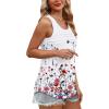 imageOFEEFAN Tank Top for Women Summer Outfits Sleeveless Blouses Dressy Casual Loose Fit Shirts Scooped Neck Pleated Front4floral Red