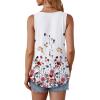 imageOFEEFAN Tank Top for Women Summer Outfits Sleeveless Blouses Dressy Casual Loose Fit Shirts Scooped Neck Pleated Front4floral Red