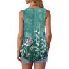 imageOFEEFAN Tank Top for Women Summer Outfits Sleeveless Blouses Dressy Casual Loose Fit Shirts Scooped Neck Pleated Front4floral Teal