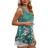imageOFEEFAN Tank Top for Women Summer Outfits Sleeveless Blouses Dressy Casual Loose Fit Shirts Scooped Neck Pleated Front4floral Teal