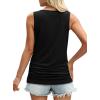 imageOFEEFAN Womens Ruched Tank Tops Crewneck Casual Summer Tops Basic Sleeveless ShirtsBlack