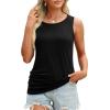 imageOFEEFAN Womens Ruched Tank Tops Crewneck Casual Summer Tops Basic Sleeveless ShirtsBlack