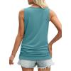 imageOFEEFAN Womens Ruched Tank Tops Crewneck Casual Summer Tops Basic Sleeveless ShirtsBlue Green