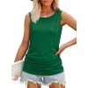 imageOFEEFAN Womens Ruched Tank Tops Crewneck Casual Summer Tops Basic Sleeveless ShirtsGreen