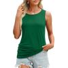 imageOFEEFAN Womens Ruched Tank Tops Crewneck Casual Summer Tops Basic Sleeveless ShirtsGreen