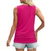 imageOFEEFAN Womens Ruched Tank Tops Crewneck Casual Summer Tops Basic Sleeveless ShirtsHot Pink