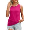 imageOFEEFAN Womens Ruched Tank Tops Crewneck Casual Summer Tops Basic Sleeveless ShirtsHot Pink