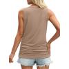 imageOFEEFAN Womens Ruched Tank Tops Crewneck Casual Summer Tops Basic Sleeveless ShirtsKhaki