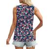 imageOFEEFAN Womens Ruched Tank Tops Crewneck Casual Summer Tops Basic Sleeveless ShirtsPatternedblack Floral
