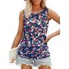 imageOFEEFAN Womens Ruched Tank Tops Crewneck Casual Summer Tops Basic Sleeveless ShirtsPatternedblack Floral