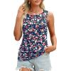 imageOFEEFAN Womens Ruched Tank Tops Crewneck Casual Summer Tops Basic Sleeveless ShirtsPatternedblack Floral