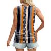 imageOFEEFAN Womens Ruched Tank Tops Crewneck Casual Summer Tops Basic Sleeveless ShirtsPatternedkhaki Stripes