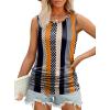 imageOFEEFAN Womens Ruched Tank Tops Crewneck Casual Summer Tops Basic Sleeveless ShirtsPatternedkhaki Stripes