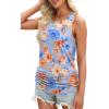 imageOFEEFAN Womens Ruched Tank Tops Crewneck Casual Summer Tops Basic Sleeveless ShirtsPatternedpeach Flower