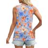 imageOFEEFAN Womens Ruched Tank Tops Crewneck Casual Summer Tops Basic Sleeveless ShirtsPatternedpeach Flower