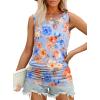 imageOFEEFAN Womens Ruched Tank Tops Crewneck Casual Summer Tops Basic Sleeveless ShirtsPatternedpeach Flower