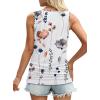 imageOFEEFAN Womens Ruched Tank Tops Crewneck Casual Summer Tops Basic Sleeveless ShirtsPatternedwhite Flower