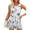 imageOFEEFAN Womens Ruched Tank Tops Crewneck Casual Summer Tops Basic Sleeveless ShirtsPatternedwhite Flower