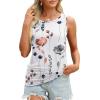 imageOFEEFAN Womens Ruched Tank Tops Crewneck Casual Summer Tops Basic Sleeveless ShirtsPatternedwhite Flower