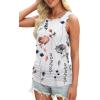 imageOFEEFAN Womens Ruched Tank Tops Crewneck Casual Summer Tops Basic Sleeveless ShirtsPatternedwhite Flower