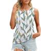 imageOFEEFAN Womens Ruched Tank Tops Crewneck Casual Summer Tops Basic Sleeveless ShirtsPatternedwhite Print