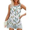 imageOFEEFAN Womens Ruched Tank Tops Crewneck Casual Summer Tops Basic Sleeveless ShirtsPatternedwhite Print