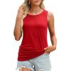imageOFEEFAN Womens Ruched Tank Tops Crewneck Casual Summer Tops Basic Sleeveless ShirtsRed