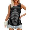 imageOFEEFAN Womens Ruched Tank Tops Crewneck Casual Summer Tops Basic Sleeveless ShirtsStripesblack