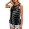 imageOFEEFAN Womens Ruched Tank Tops Crewneck Casual Summer Tops Basic Sleeveless ShirtsStripesblack