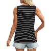 imageOFEEFAN Womens Ruched Tank Tops Crewneck Casual Summer Tops Basic Sleeveless ShirtsStripesblack