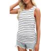 imageOFEEFAN Womens Ruched Tank Tops Crewneck Casual Summer Tops Basic Sleeveless ShirtsStripeswhite