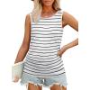 imageOFEEFAN Womens Ruched Tank Tops Crewneck Casual Summer Tops Basic Sleeveless ShirtsStripeswhite