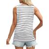 imageOFEEFAN Womens Ruched Tank Tops Crewneck Casual Summer Tops Basic Sleeveless ShirtsStripeswhite