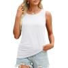 imageOFEEFAN Womens Ruched Tank Tops Crewneck Casual Summer Tops Basic Sleeveless ShirtsWhite