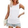 imageOFEEFAN Womens Ruched Tank Tops Crewneck Casual Summer Tops Basic Sleeveless ShirtsWhite