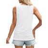 imageOFEEFAN Womens Ruched Tank Tops Crewneck Casual Summer Tops Basic Sleeveless ShirtsWhite