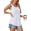 imageOFEEFAN Womens Tank Tops Loose Fit Dressy Casual Sleeveless Blouses Summer Outfits Round Neck Pleated Front Curved Hem0white