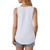 imageOFEEFAN Womens Tank Tops Loose Fit Dressy Casual Sleeveless Blouses Summer Outfits Round Neck Pleated Front Curved Hem0white