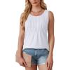 imageOFEEFAN Womens Tank Tops Loose Fit Dressy Casual Sleeveless Blouses Summer Outfits Round Neck Pleated Front Curved Hem0white