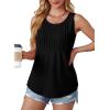 imageOFEEFAN Womens Tank Tops Loose Fit Dressy Casual Sleeveless Blouses Summer Outfits Round Neck Pleated Front Curved Hem1black