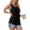 imageOFEEFAN Womens Tank Tops Loose Fit Dressy Casual Sleeveless Blouses Summer Outfits Round Neck Pleated Front Curved Hem1black
