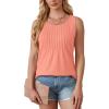 imageOFEEFAN Womens Tank Tops Loose Fit Dressy Casual Sleeveless Blouses Summer Outfits Round Neck Pleated Front Curved Hem1coral