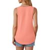 imageOFEEFAN Womens Tank Tops Loose Fit Dressy Casual Sleeveless Blouses Summer Outfits Round Neck Pleated Front Curved Hem1coral