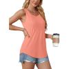 imageOFEEFAN Womens Tank Tops Loose Fit Dressy Casual Sleeveless Blouses Summer Outfits Round Neck Pleated Front Curved Hem1coral