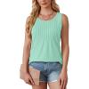 imageOFEEFAN Womens Tank Tops Loose Fit Dressy Casual Sleeveless Blouses Summer Outfits Round Neck Pleated Front Curved Hem2aqua