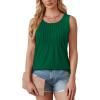 imageOFEEFAN Womens Tank Tops Loose Fit Dressy Casual Sleeveless Blouses Summer Outfits Round Neck Pleated Front Curved Hem2green