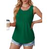 imageOFEEFAN Womens Tank Tops Loose Fit Dressy Casual Sleeveless Blouses Summer Outfits Round Neck Pleated Front Curved Hem2green